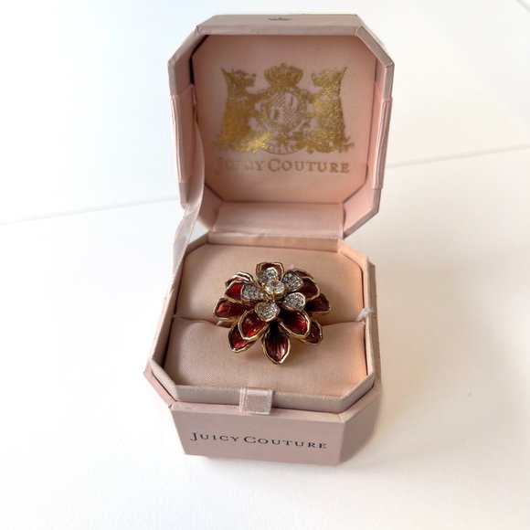Juicy Couture Red Flower Enamel Ring - Picture 5 of 9